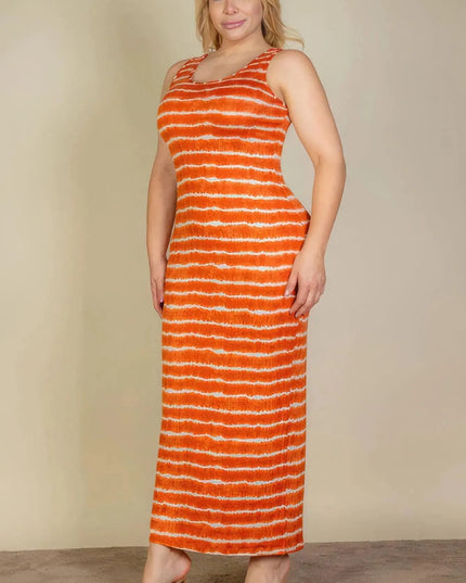 Plus Size Tie Dye Printed Tank Bodycon Maxi Dress