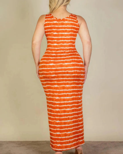 Plus Size Tie Dye Printed Tank Bodycon Maxi Dress