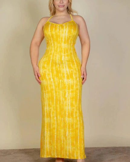 Plus Size Tie Dye Printed Cami Bodycon Maxi Dress