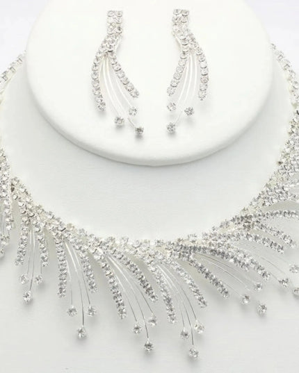 Rhinestone Necklace Earring Set - ShopEasier