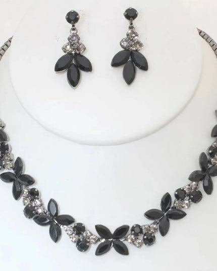 Rhinestone Crystal Necklace And Earring Set - ShopEasier