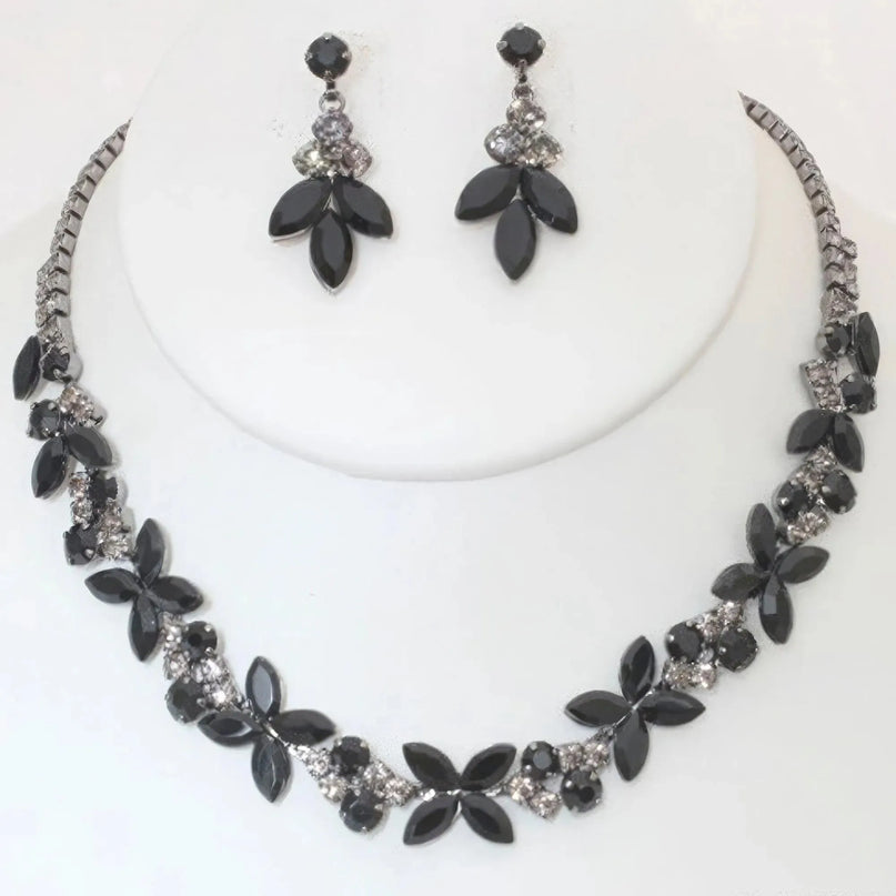 Rhinestone Crystal Necklace And Earring Set - ShopEasier