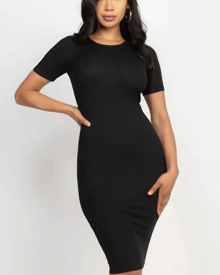 Ribbed Bodycon Midi Dress - ShopEasier