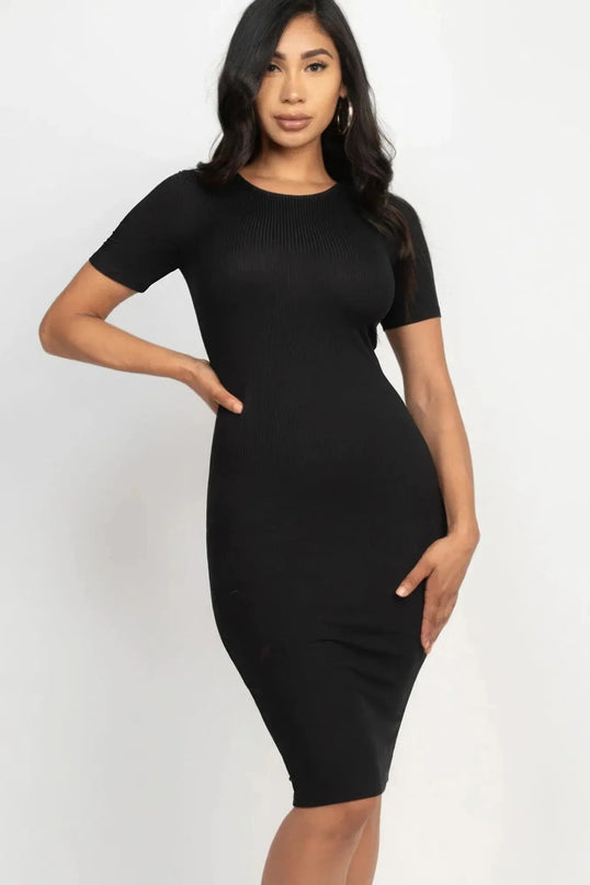 Ribbed Bodycon Midi Dress - ShopEasier