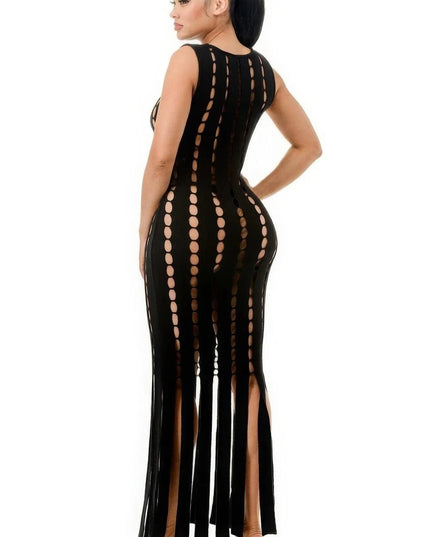 Cut Out Fringe Dress - ShopEasier