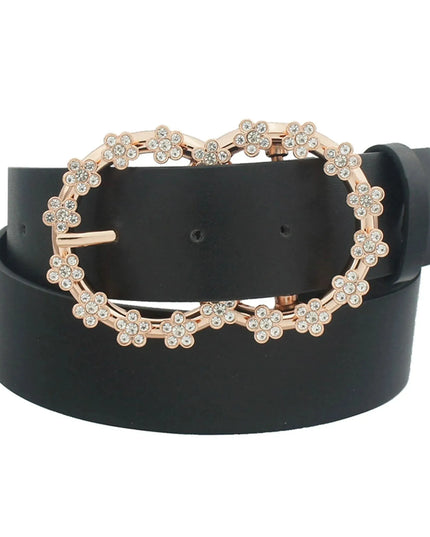 3d Rhinestone Flower Double Circle Belt - ShopEasier