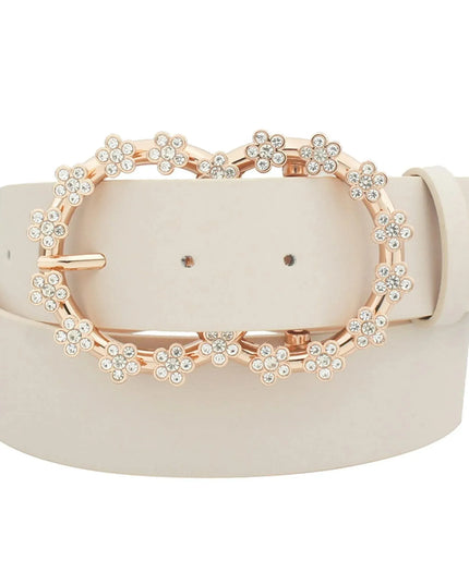 3d Rhinestone Flower Double Circle Belt - ShopEasier