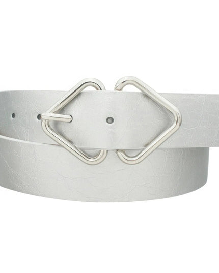 Mirrored Triangle Cracked Pu Buckle Belt - ShopEasier