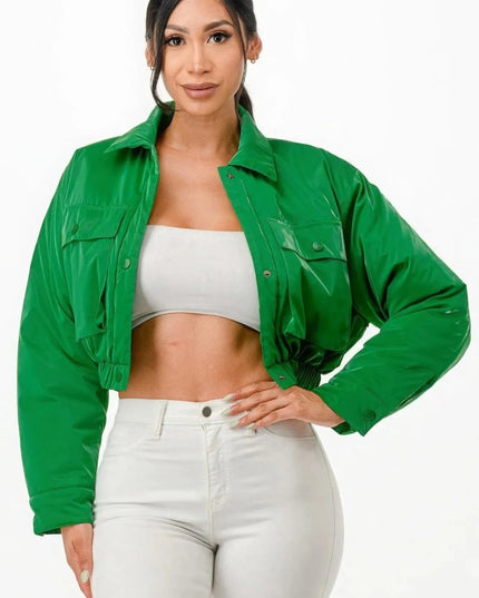 Shiny Puffer Bomber Jacket - ShopEasier