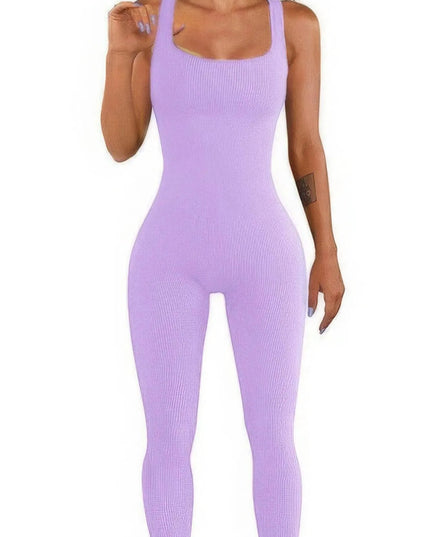 Seamless Ribbed Tank Jumpsuit - ShopEasier