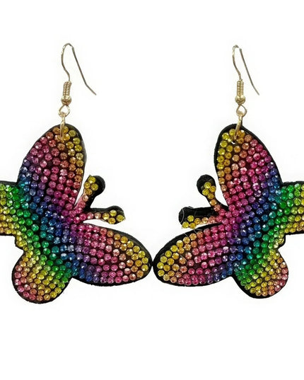 Rainbow Rhinestone Butterfly Dangle Earring - ShopEasier