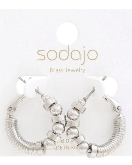 Sodajo Ball Bead Link Gold Dipped Hoop Earring - ShopEasier