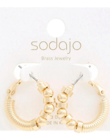 Sodajo Ball Bead Link Gold Dipped Hoop Earring - ShopEasier