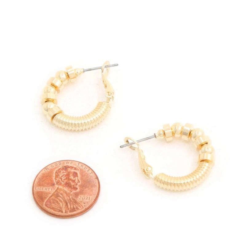 Sodajo Ball Bead Link Gold Dipped Hoop Earring - ShopEasier