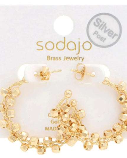 Sodajo Beaded Open Hoop Gold Dipped Earring - ShopEasier