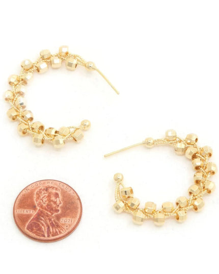 Sodajo Beaded Open Hoop Gold Dipped Earring - ShopEasier