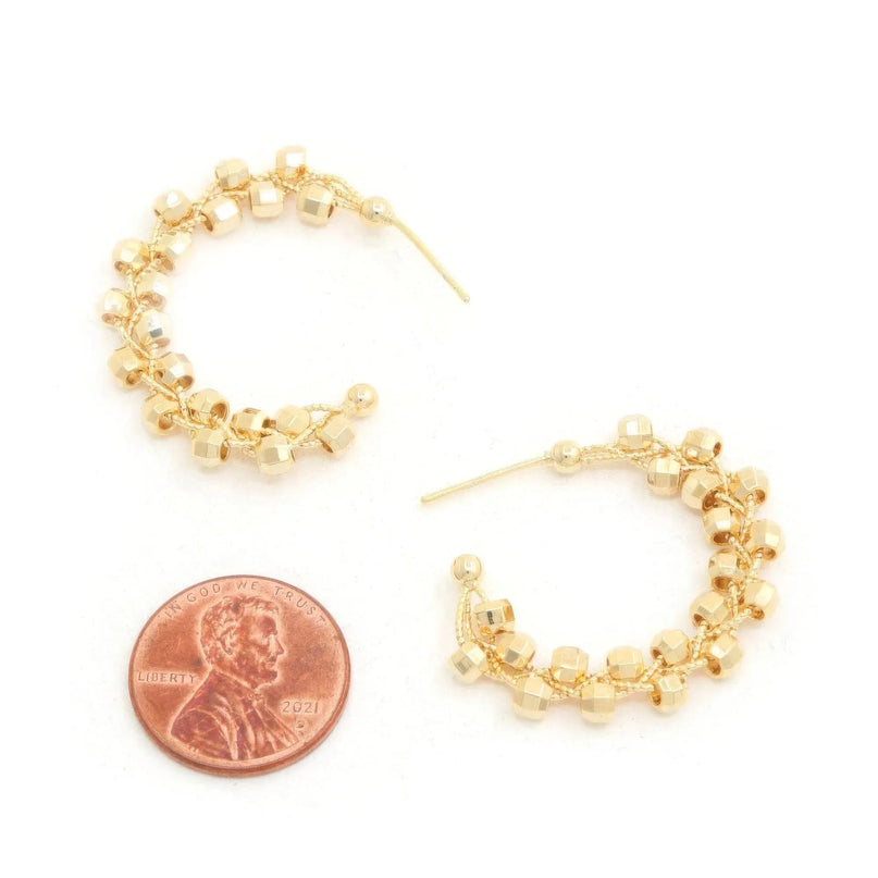 Sodajo Beaded Open Hoop Gold Dipped Earring - ShopEasier