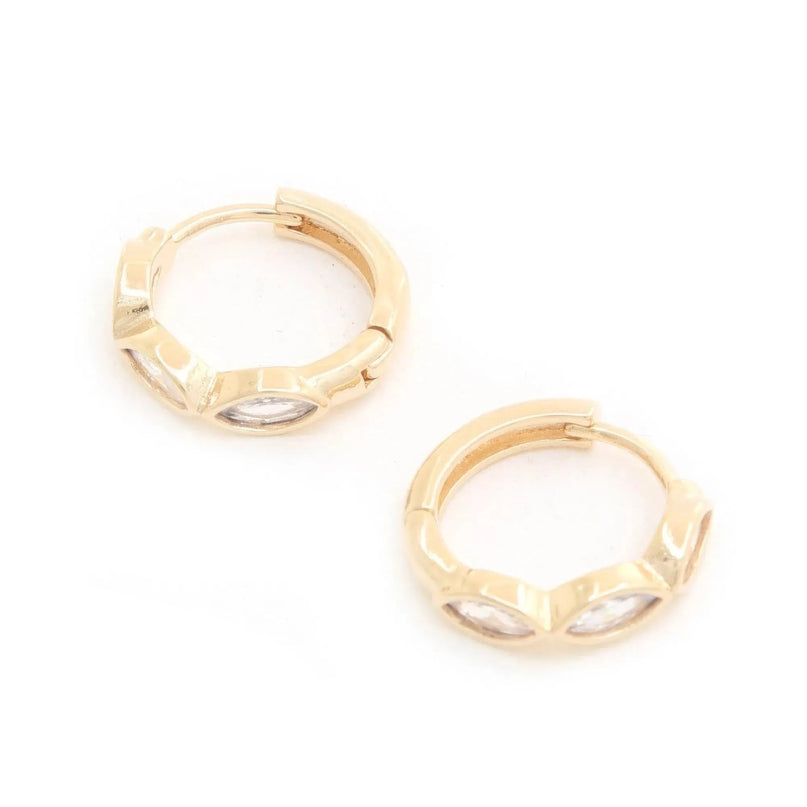 Marquise Cz 14k Gold Dipped Huggie Earring - ShopEasier