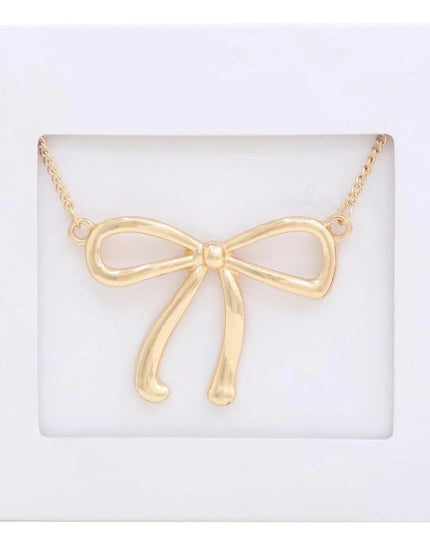 Bow Pendant Metal Necklace - ShopEasier