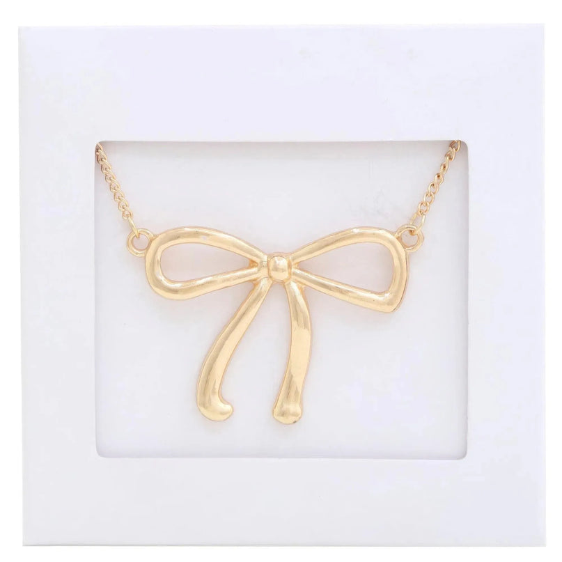 Bow Pendant Metal Necklace - ShopEasier