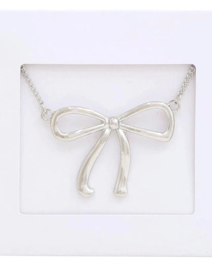 Bow Pendant Metal Necklace - ShopEasier