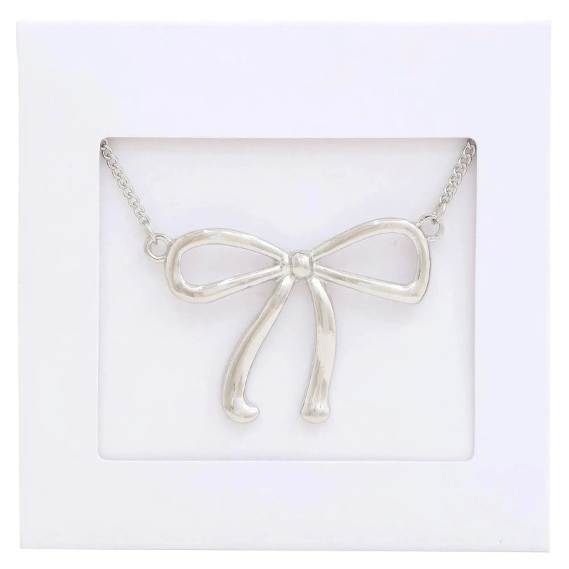 Bow Pendant Metal Necklace - ShopEasier