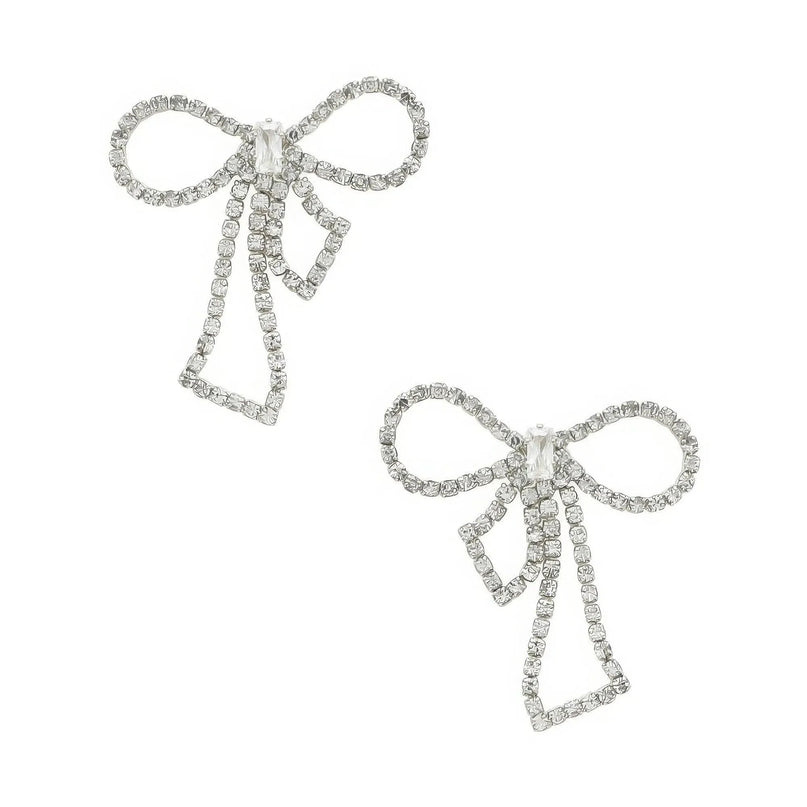 Rhinestone Bow Post Earrings - ShopEasier