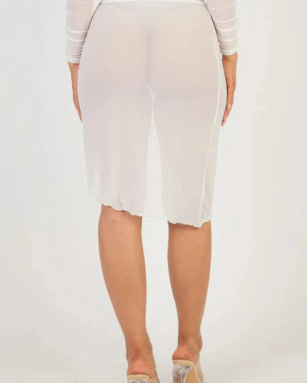 Sexy Sheer Mesh Drawstring Ruched Skirt - ShopEasier