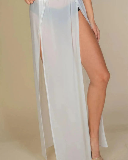 High Split Mesh Sheer Maxi Skirt - ShopEasier