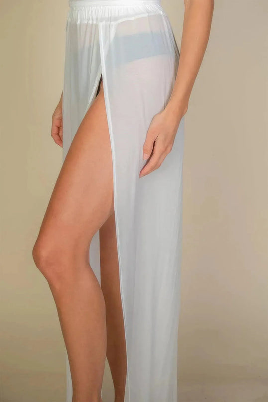 High Split Mesh Sheer Maxi Skirt - ShopEasier