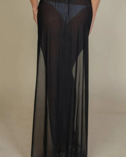 High Split Mesh Sheer Maxi Skirt - ShopEasier