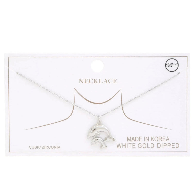 Double Dolphin Charm Gold Dipped Necklace - ShopEasier