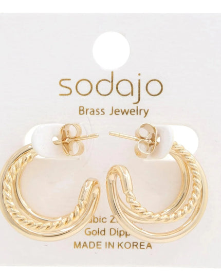 Double Hoop Rope Gold Dipped Earring - ShopEasier