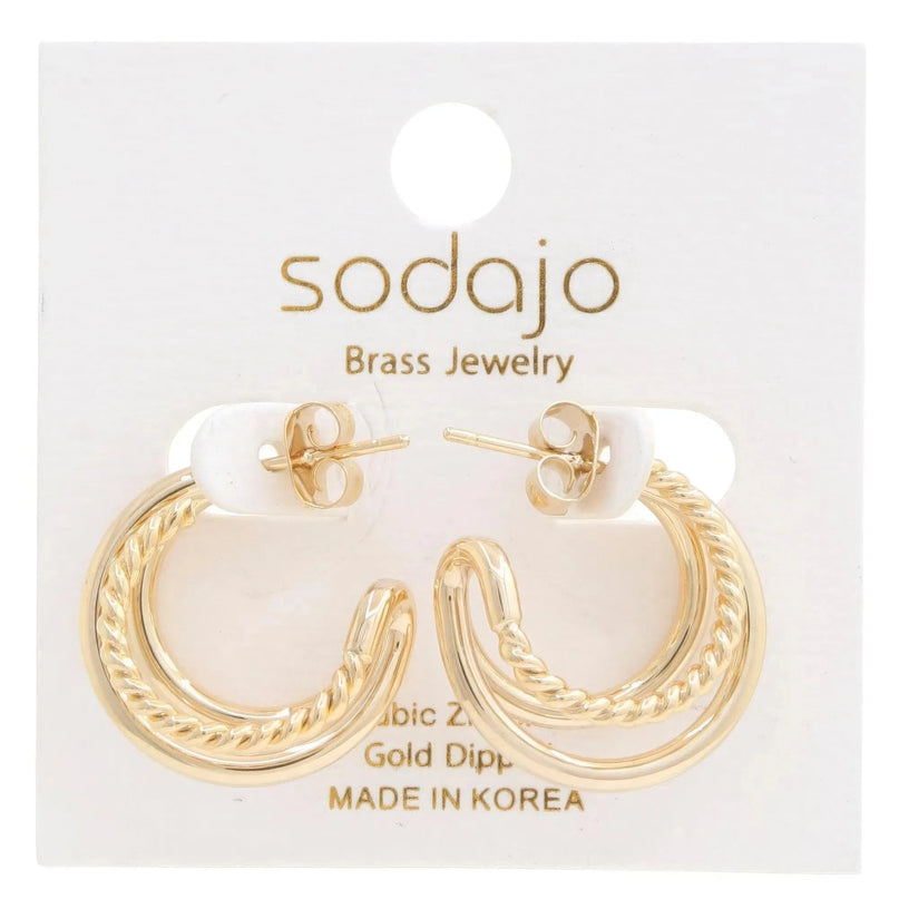 Double Hoop Rope Gold Dipped Earring - ShopEasier