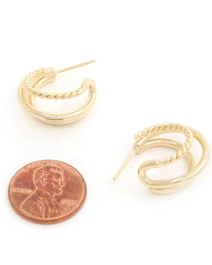 Double Hoop Rope Gold Dipped Earring - ShopEasier