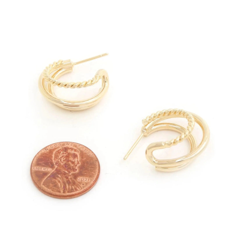 Double Hoop Rope Gold Dipped Earring - ShopEasier