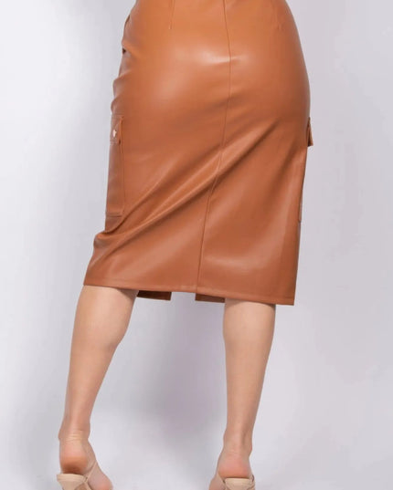 Faux Leather High-rise Cargo Skirt - ShopEasier