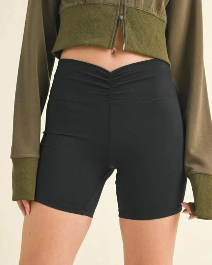 Ruched Waist Biker Shorts - ShopEasier