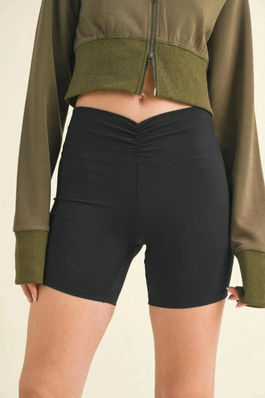 Ruched Waist Biker Shorts - ShopEasier