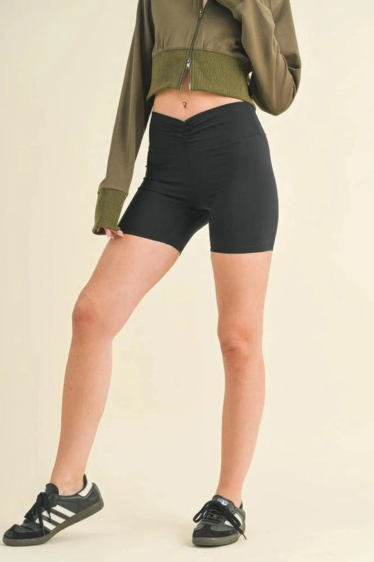 Ruched Waist Biker Shorts - ShopEasier