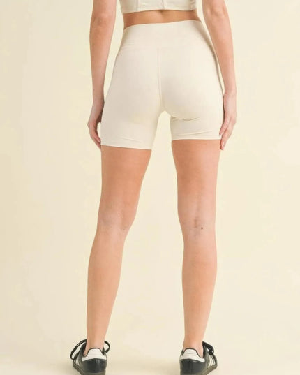 Ruched Waist Biker Shorts - ShopEasier