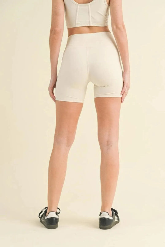 Ruched Waist Biker Shorts - ShopEasier