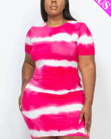 Plus Size Tie-dye Print Bodycon Dress