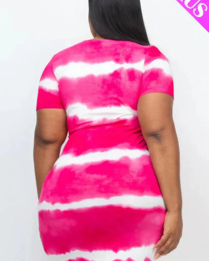 Plus Size Tie-dye Print Bodycon Dress