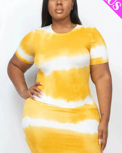 Plus Size Tie-dye Print Bodycon Dress