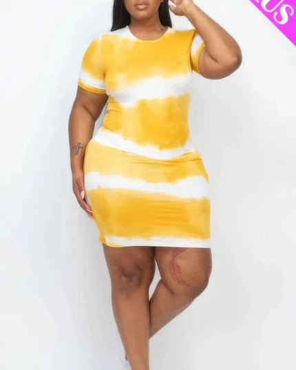 Plus Size Tie-dye Print Bodycon Dress