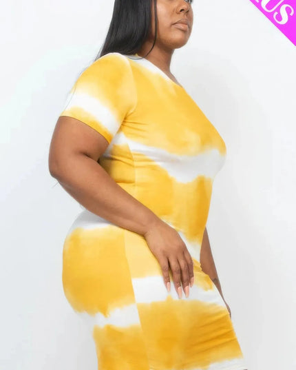 Plus Size Tie-dye Print Bodycon Dress