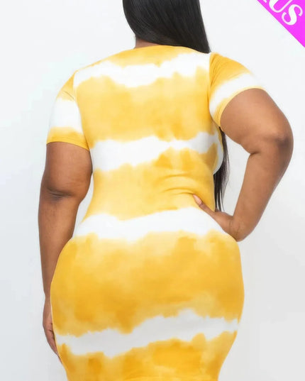 Plus Size Tie-dye Print Bodycon Dress