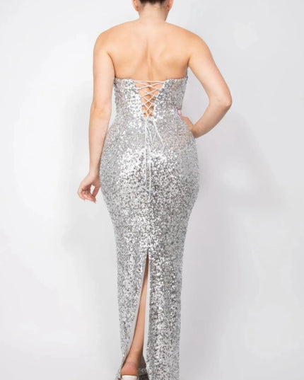 Sequin V-bar Crisscross Tube Dress - ShopEasier