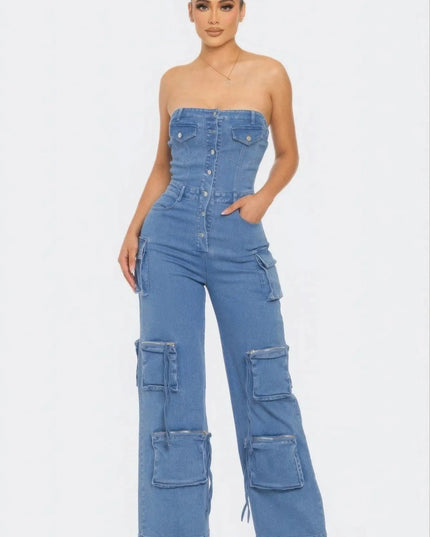 Stretch Denim Jumpsuit - ShopEasier